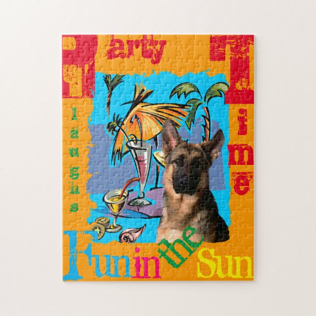 Tysk Shepherd PartyTime Pussel (Vertikal)