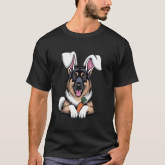 Tysk Shepherd Påskägg Jakt Kaninöron Hund  T Shirt