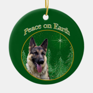 Tysk Shepherd Peace Julgransprydnad Keramik