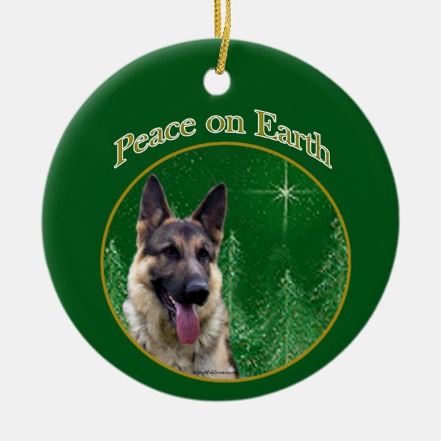 Tysk Shepherd Peace Julgransprydnad Keramik (Framsidan)