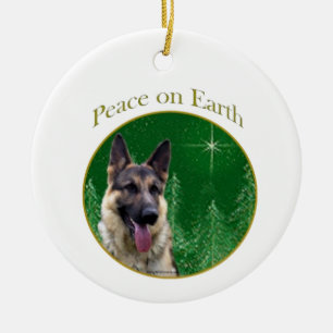 Tysk Shepherd Peace Julgransprydnad Keramik