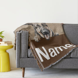 Tysk Shepherd Peeking Puppy Hund Pet Filt