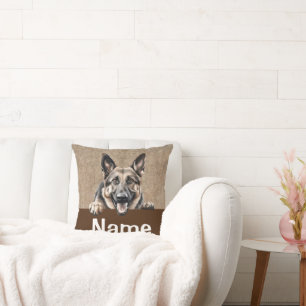 Tysk Shepherd Peeking Puppy Hund Pet Kudde