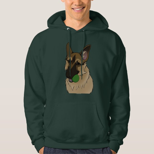 Tysk Shepherd Play Time med Boll Hoodie (Framsida)