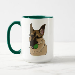 Tysk Shepherd Play Time med Boll Mugg
