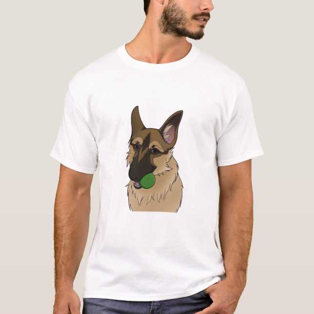 Tysk Shepherd Play Time med Boll T Shirt (Framsida)