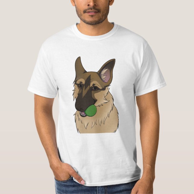 Tysk Shepherd Play Time med Boll T Shirt (Framsida)