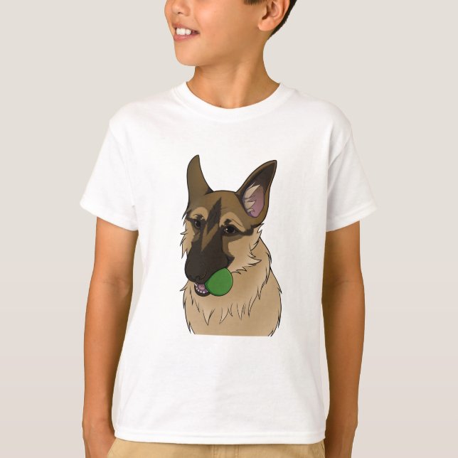 Tysk Shepherd Play Time med Boll T Shirt (Framsida)