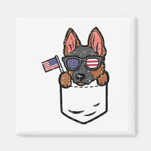 Tysk Shepherd Pocket American Usa 4 juli Fo Magnet