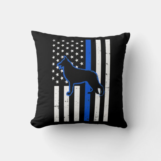 Tysk shepherd Police Hund K9 Patriotic Kudde (Framsida)