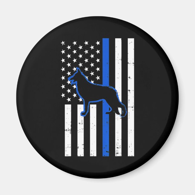 Tysk shepherd Police Hund K9 Patriotic Magnet (Framsidan)