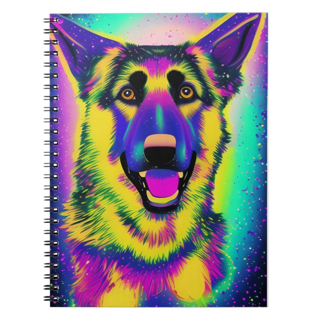 Tysk Shepherd Pop Art Anteckningsbok (Framsidan)
