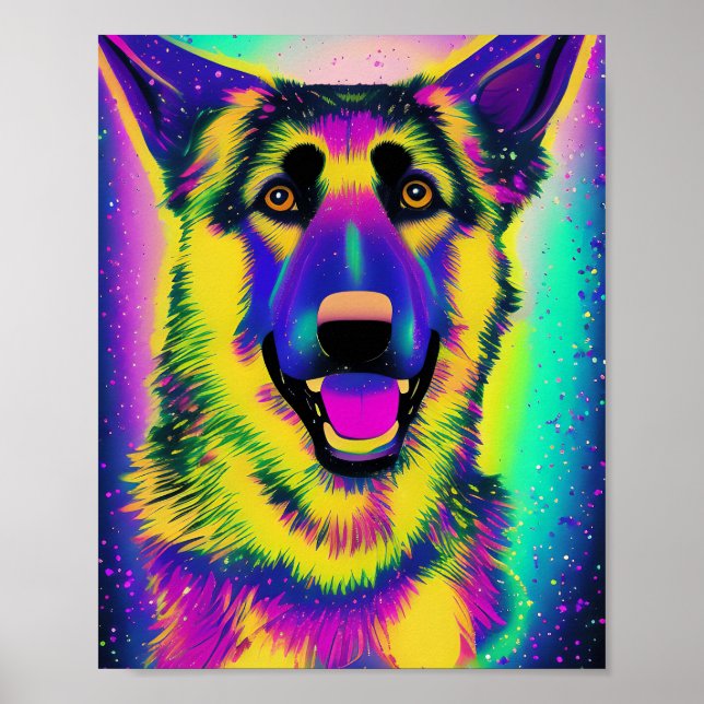 Tysk Shepherd Pop Art Poster (Framsidan)