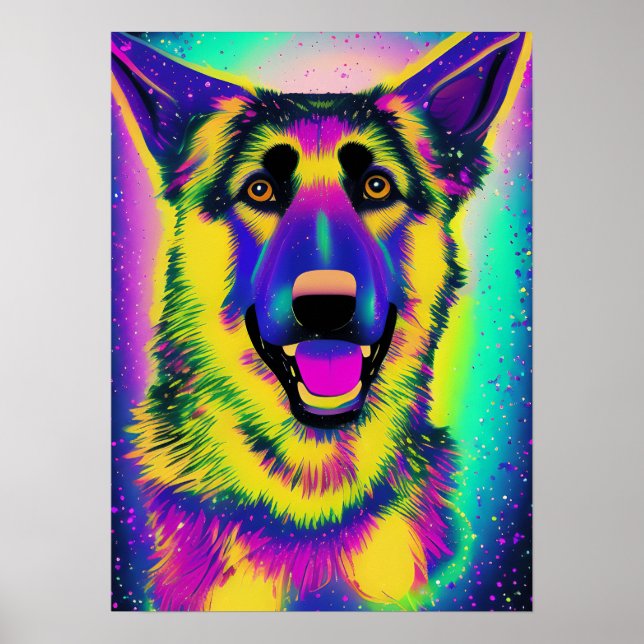 Tysk Shepherd Pop Art Poster (Framsidan)