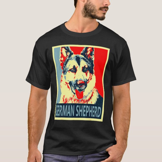 Tysk shepherd Propaganda Poster Stil T Shirt (Framsida)