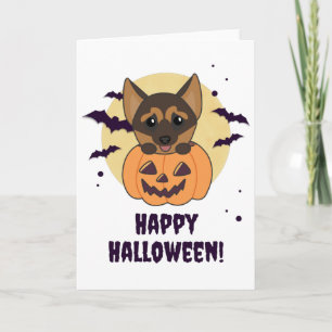 Tysk Shepherd Pumpkin Hundar Happy halloween Kort