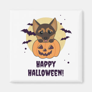 Tysk Shepherd Pumpkin Hundar Happy halloween Magne Magnet