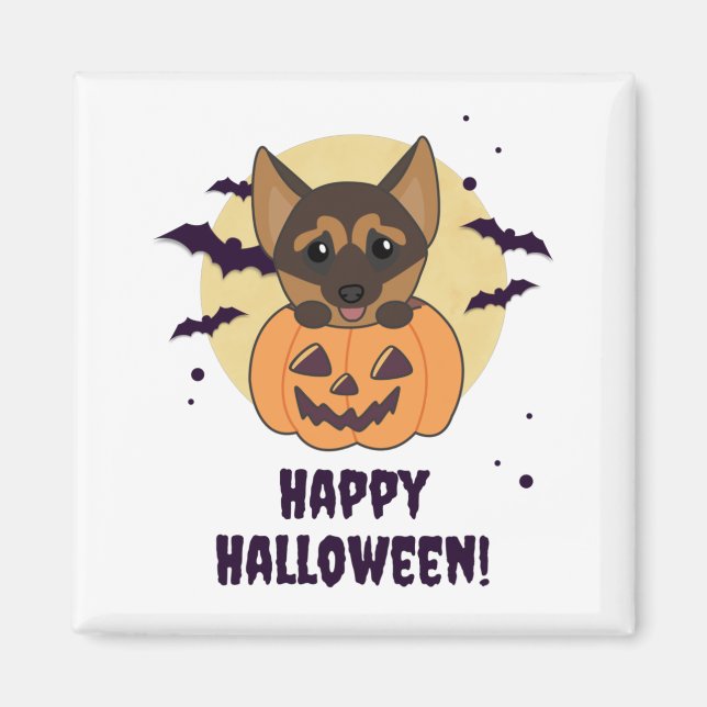 Tysk Shepherd Pumpkin Hundar Happy halloween Magne Magnet (Framsidan)