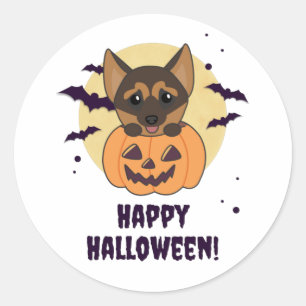 Tysk Shepherd Pumpkin Hundar Happy halloween Runt Klistermärke