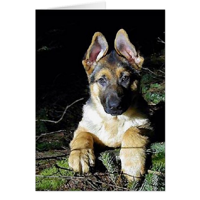 Tysk-Shepherd Puppy Hälsningskort (Framsidan)