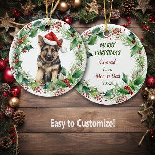 Tysk Shepherd Puppy Holly God God jul Julgransprydnad Keramik