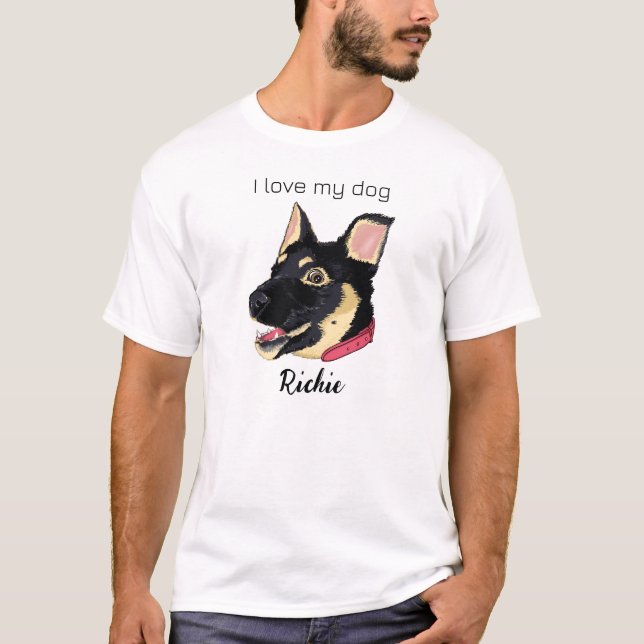 Tysk Shepherd Puppy Hund älskare T Shirt (Framsida)