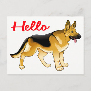 Tysk Shepherd Puppy Hund Hej... Vykort