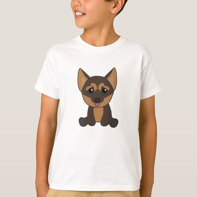 Tysk Shepherd Puppy Hund T Shirt (Framsida)