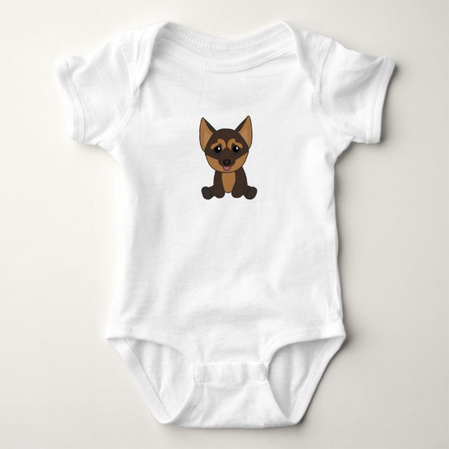 Tysk Shepherd Puppy Hund T Shirt (Framsida)