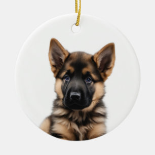 Tysk Shepherd Puppy Julgransprydnad Keramik