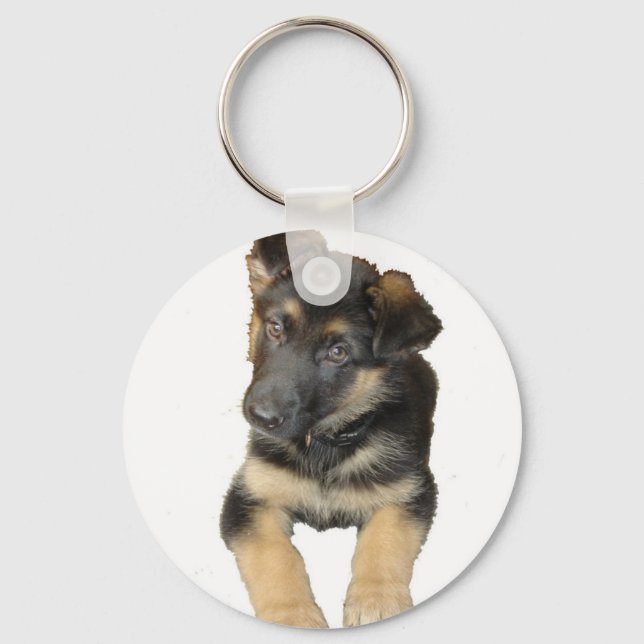 Tysk Shepherd Puppy Keychain Nyckelring (Framsida)