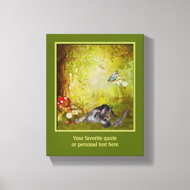 Tysk shepherd Puppy Lägg till din egen text Canvastryck (Framsida)