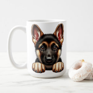 Tysk shepherd Puppy med Expressive Ögon Kaffemugg