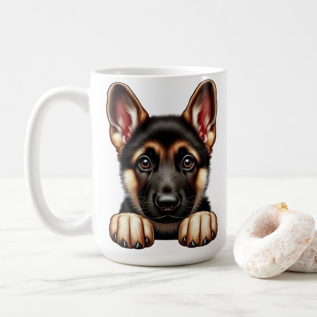 Tysk shepherd Puppy med Expressive Ögon Kaffemugg (Med munk)