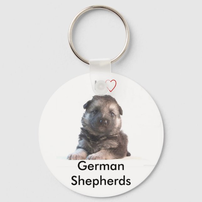 Tysk Shepherd Puppy Nyckelring (Framsida)