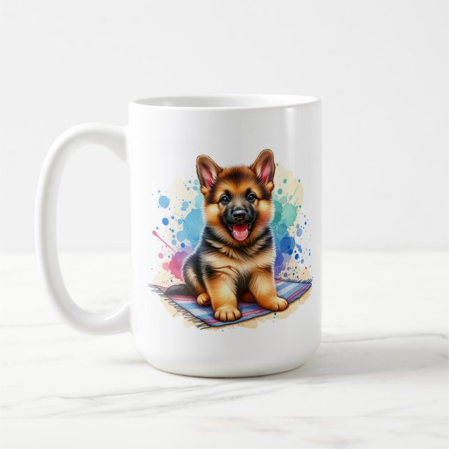 Tysk Shepherd Puppy-Personlig Kaffemugg (Vänster)