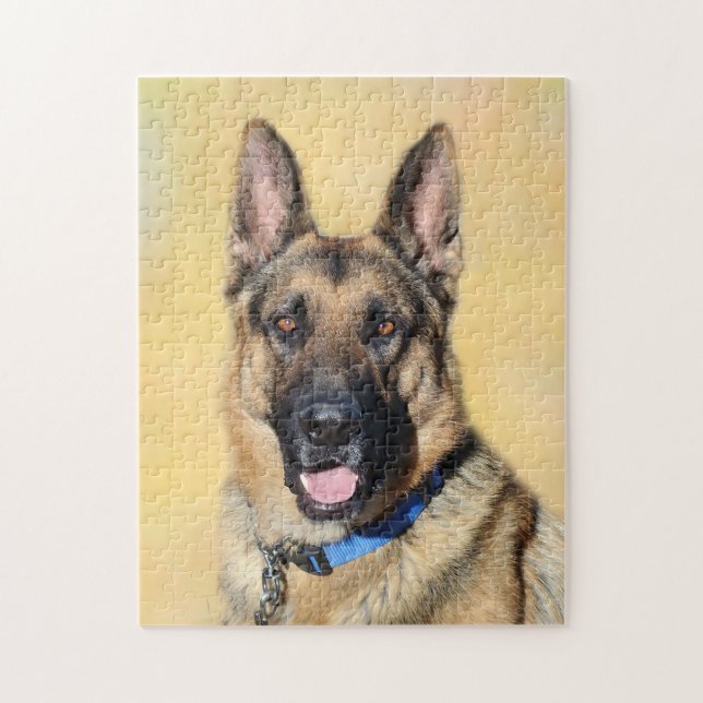 Tysk Shepherd Rädding Hund Jigszle Puzzle Pussel (Vertikal)