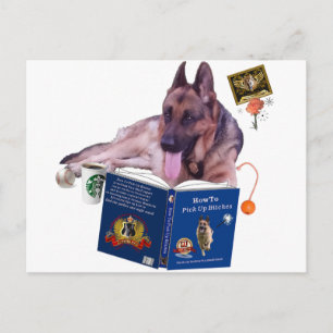 Tysk shepherd Reading Bok Vykort