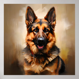 Tysk Shepherd Realism Art Porträtt Poster
