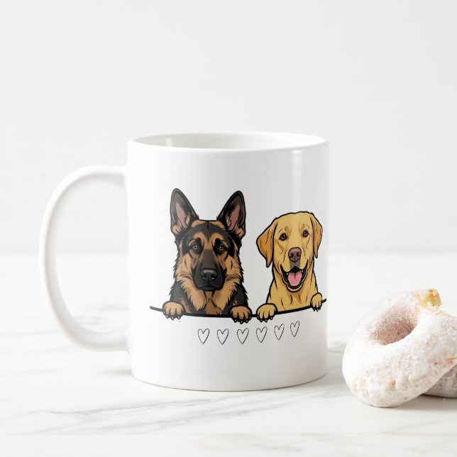 Tysk Shepherd & Retriever Älskare Husdjurs Föräldr Kaffemugg (Med munk)