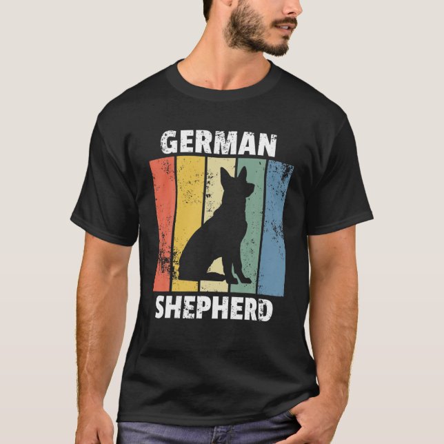 Tysk Shepherd Retro Vintage Hund design T Shirt (Framsida)