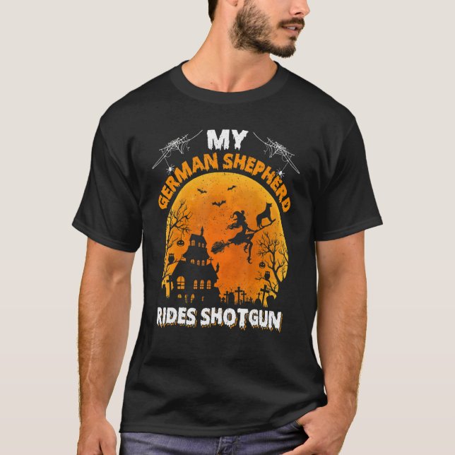 Tysk Shepherd Ride Pistol German Shepherd Hund H T Shirt (Framsida)