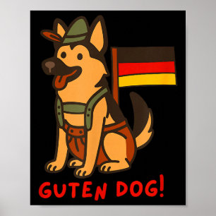 Tysk Shepherd Roligt Ölfestival Guten Hund Poster
