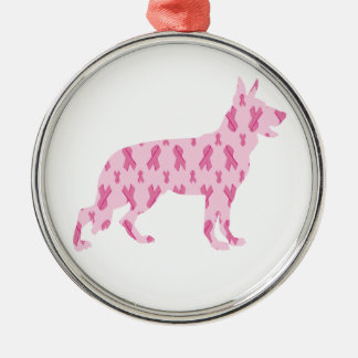 Tysk Shepherd Rosa Cancer Rosett band Julgransprydnad Metall