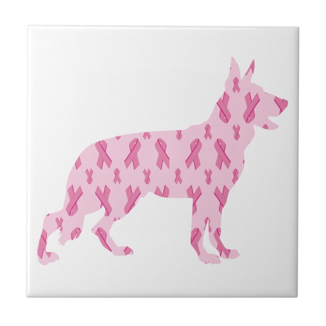 Tysk Shepherd Rosa Cancer Rosett band Kakelplatta (Framsidan)