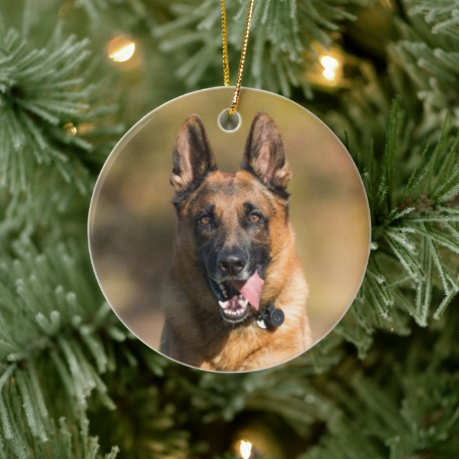 Tysk Shepherd Running Julgransprydnad Keramik (Träd)
