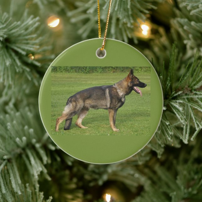 Tysk Shepherd Sable Fullt Julgransprydnad Keramik (Träd)