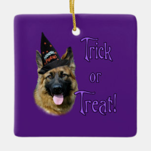 Tysk shepherd (sable) Trick Julgransprydnad Keramik