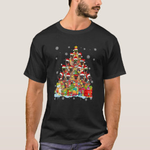 Tysk shepherd Santa Julgran Ljus Pajama T Shirt