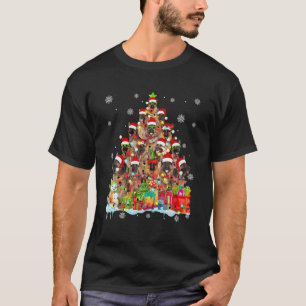 Tysk shepherd Santa Julgran Ljus Pajama T Shirt